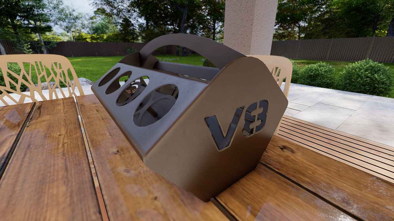 Beer and Soda Holder Engine V8 II. DXF, SVG files for plasma, laser cutting. Box for 330 ml and 500 ml Cans. Фото 10