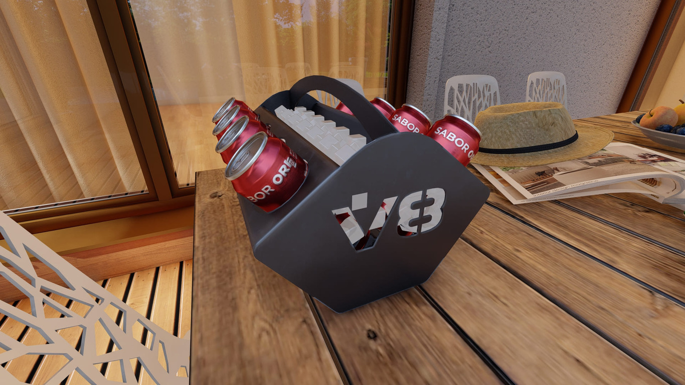 Beer and Soda Holder Engine V8 II. DXF, SVG files for plasma, laser cutting. Box for 330 ml and 500 ml Cans. Фото 13