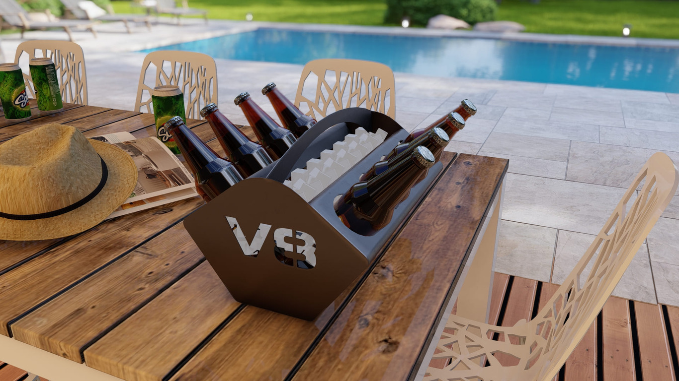 Beer and Soda Holder Engine V8 II. DXF, SVG files for plasma, laser cutting. Box for 330 ml and 500 ml Cans. Фото 15