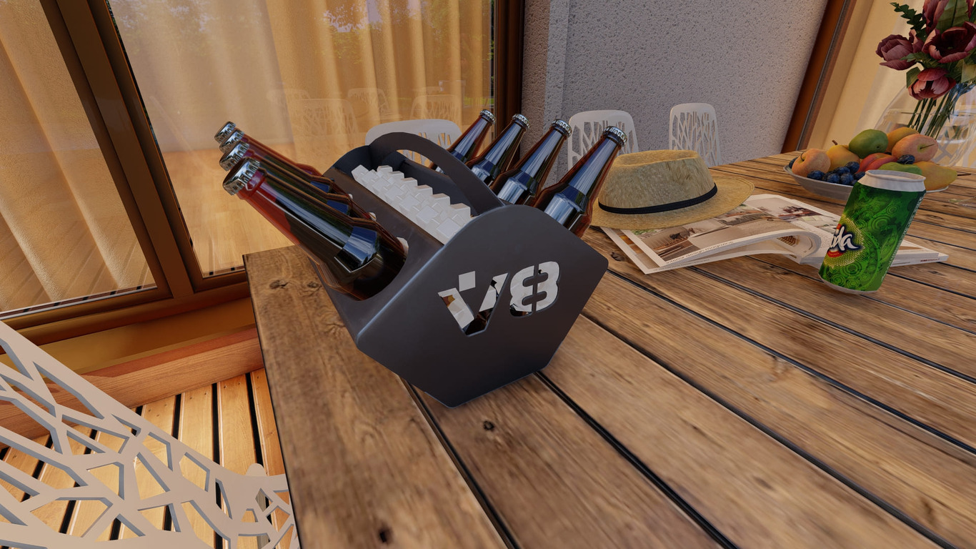 Beer and Soda Holder Engine V8 II. DXF, SVG files for plasma, laser cutting. Box for 330 ml and 500 ml Cans. Фото 16