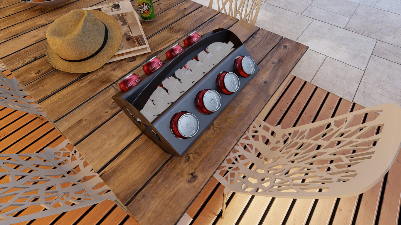 Beer and Soda Holder Engine V8 II. DXF, SVG files for plasma, laser cutting. Box for 330 ml and 500 ml Cans. Фото 4