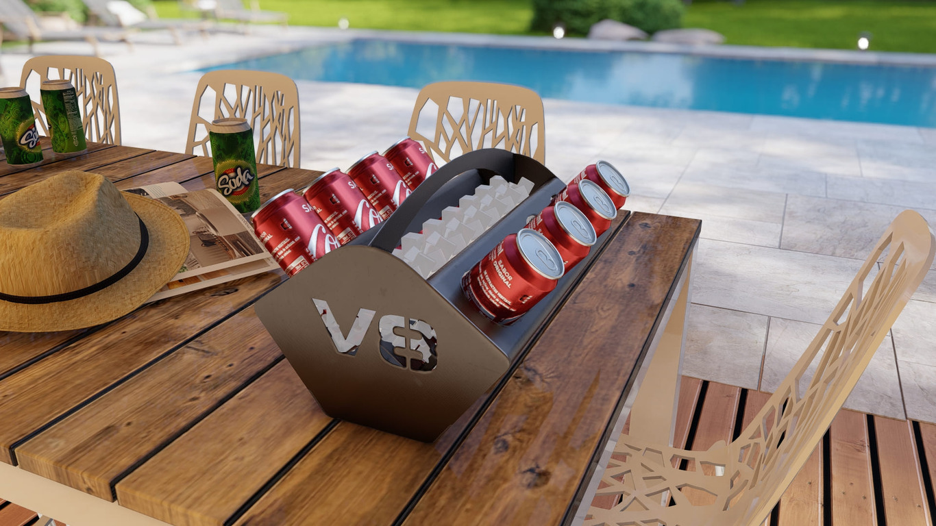 Beer and Soda Holder Engine V8 II. DXF, SVG files for plasma, laser cutting. Box for 330 ml and 500 ml Cans. Фото 5