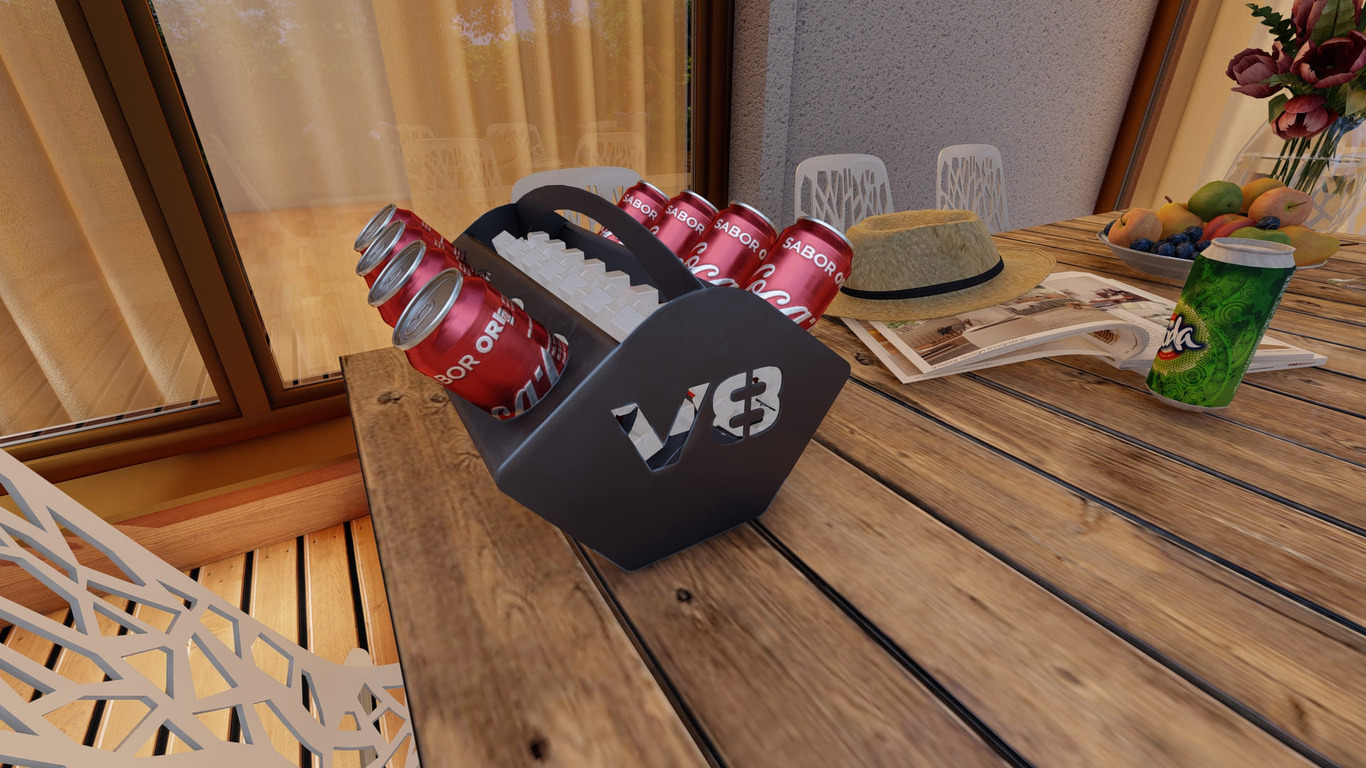 Beer and Soda Holder Engine V8 II. DXF, SVG files for plasma, laser cutting. Box for 330 ml and 500 ml Cans. Фото 6