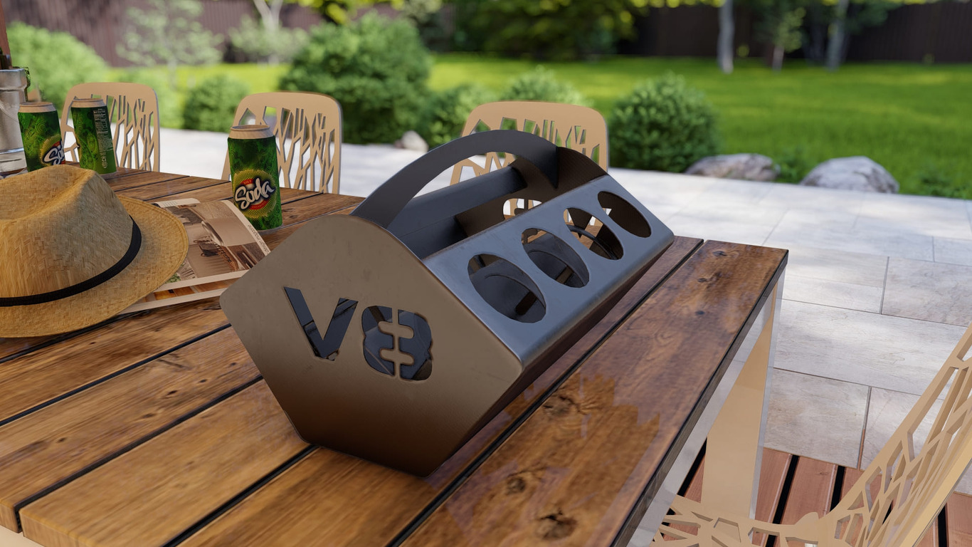 Beer and Soda Holder Engine V8 II. DXF, SVG files for plasma, laser cutting. Box for 330 ml and 500 ml Cans. Фото 8