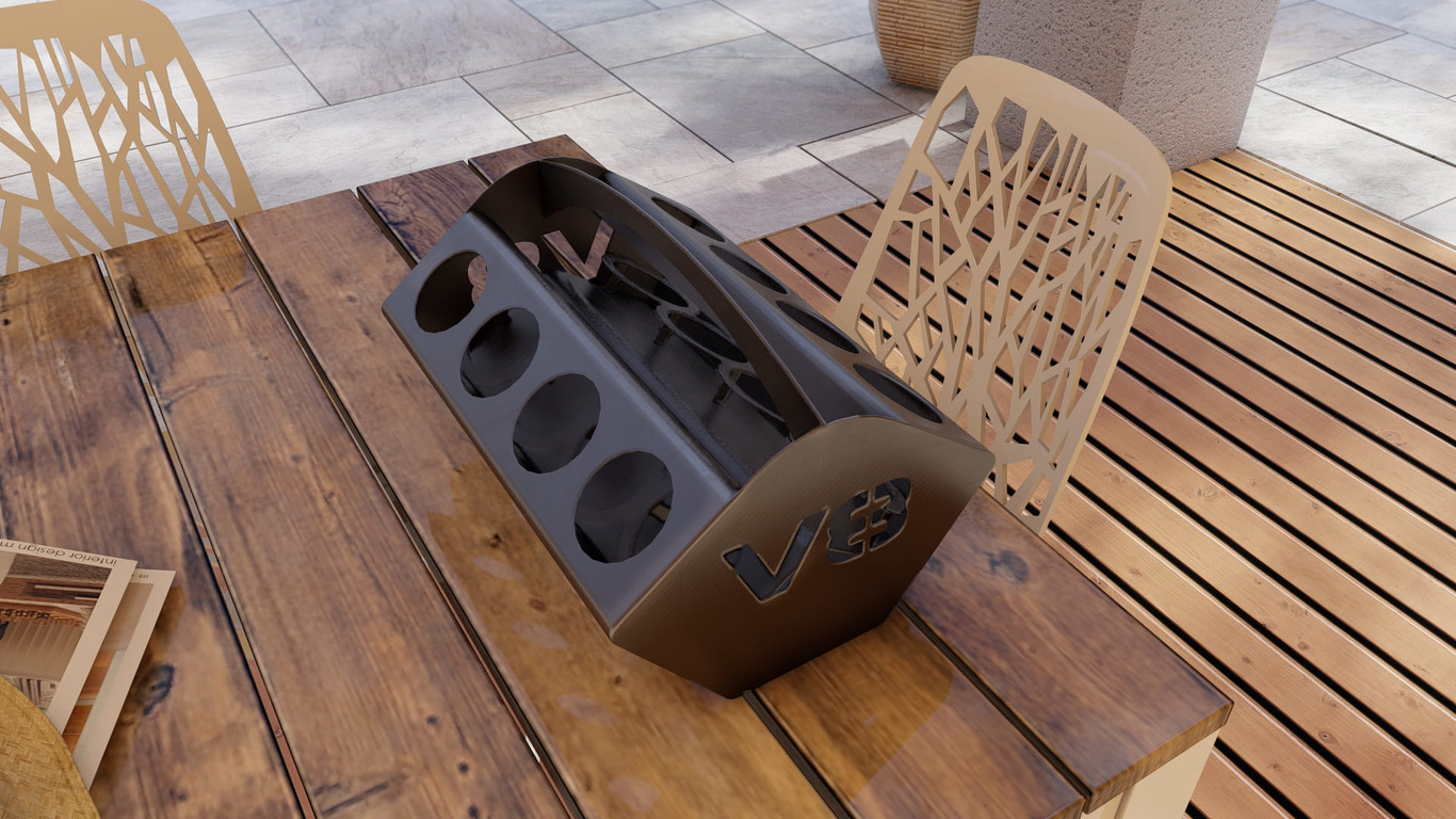 Beer and Soda Holder Engine V8 II. DXF, SVG files for plasma, laser cutting. Box for 330 ml and 500 ml Cans. Фото 7