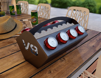 Beer and Soda Holder Engine V8 II. DXF, SVG files for plasma, laser cutting. Box for 330 ml and 500 ml Cans