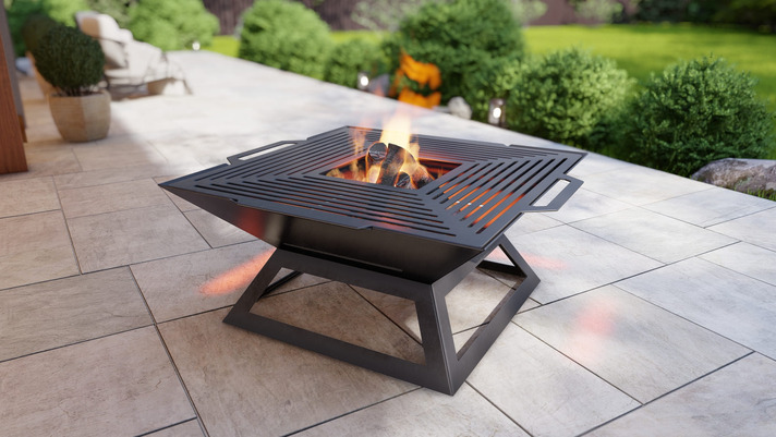 Square Weld Fire Pit Grill V4. DXF, SVG files for plasma, laser cutting. Outdoor Barbecue