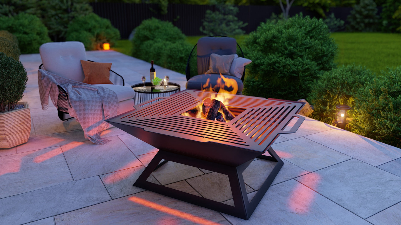 Square Weld Fire Pit Grill V4. DXF, SVG files for plasma, laser cutting. Outdoor Barbecue. Фото 3