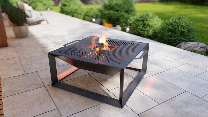 Square Weld Fire Pit Grill V5. DXF, SVG files for plasma, laser cutting. Outdoor Barbecue