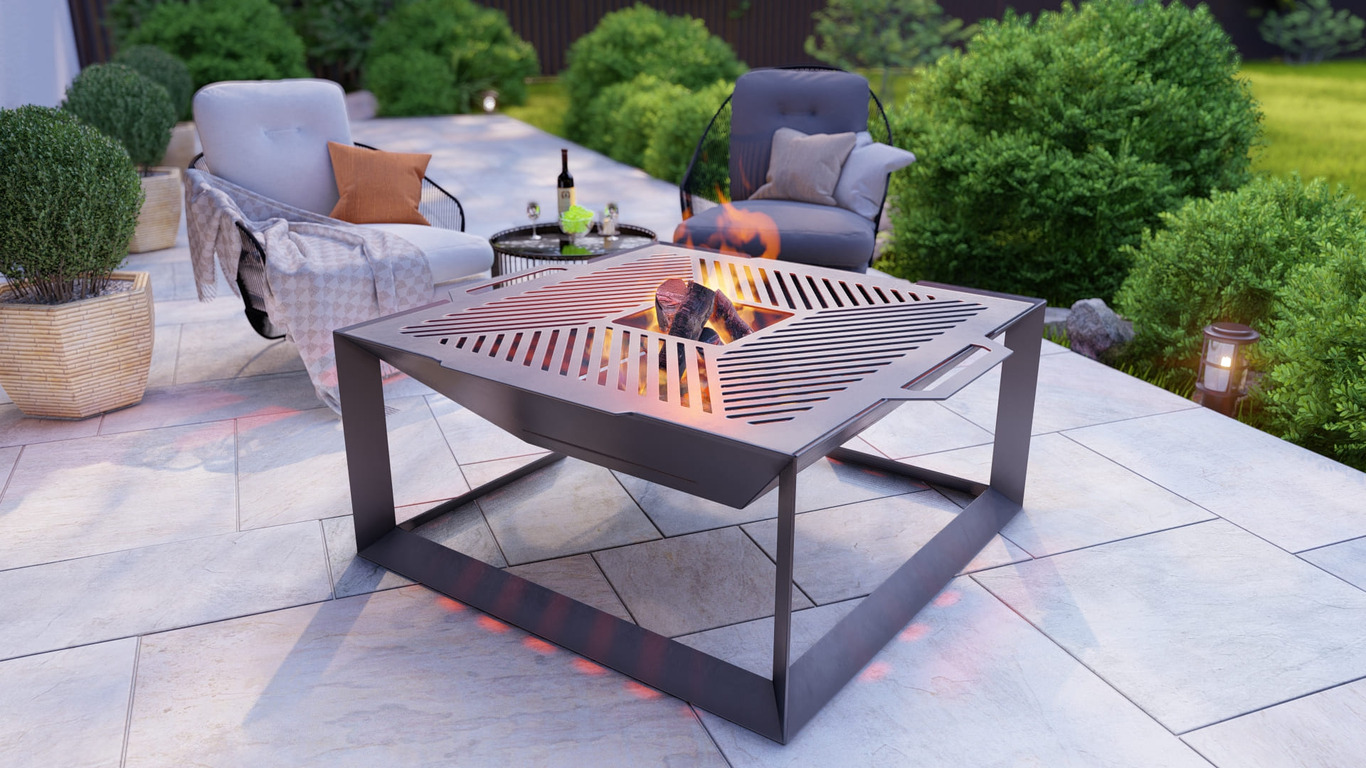 Square Weld Fire Pit Grill V5. DXF, SVG files for plasma, laser cutting. Outdoor Barbecue. Фото 2