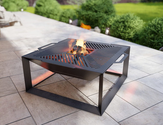 Braciere Quadrato Saldato V5 con Griglia. File DXF, SVG per taglio plasma, laser. Barbecue da Esterno