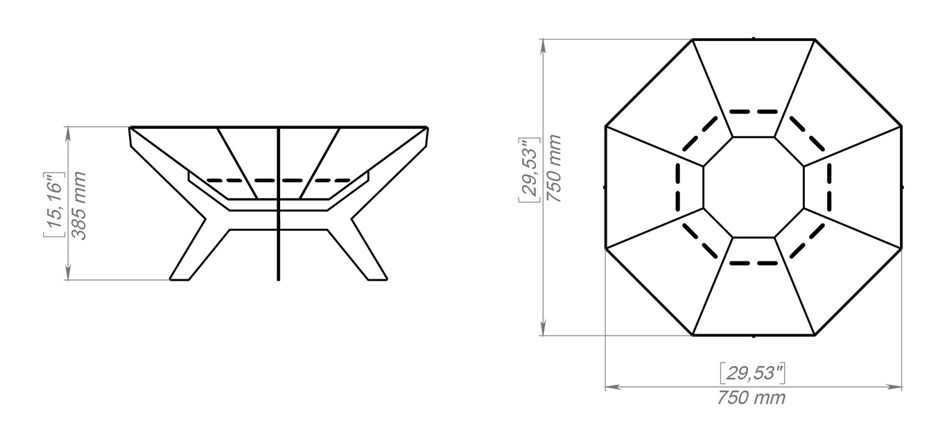 Brasero Octogonal Tech. Archivos SVG y DXF para corte plasma y láser. Фото 18