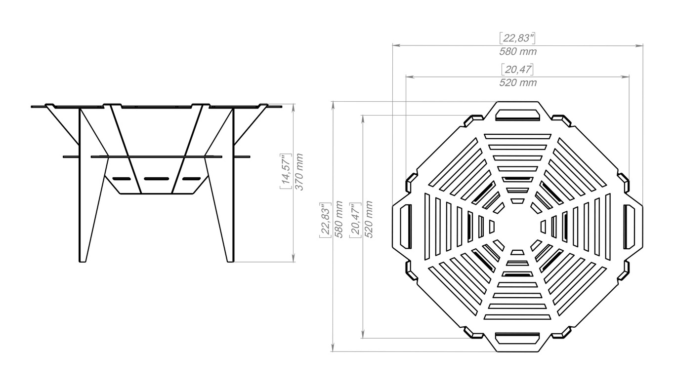 23-Inch Octagon Sky Fire Pit Grill. DXF, SVG files for plasma, laser cutting. Outdoor Barbecue. Фото 14