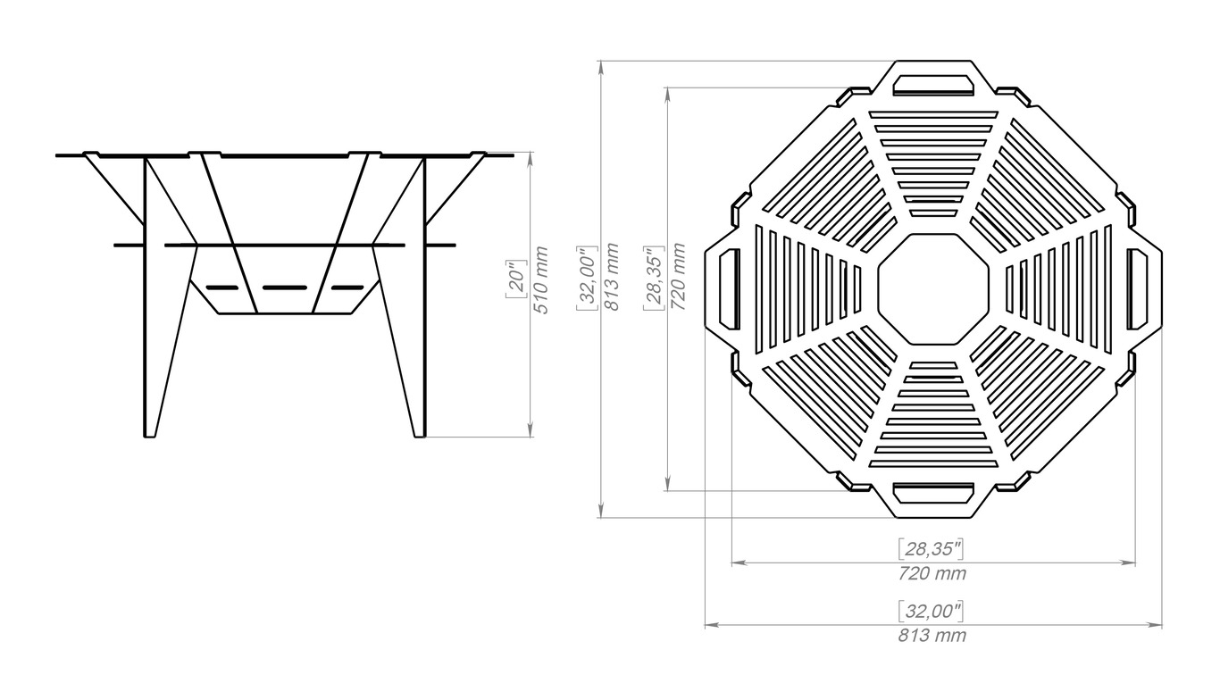 32-Inch Octagon Sky Fire Pit Grill. DXF, SVG files for plasma, laser cutting. Outdoor Barbecue. Фото 14