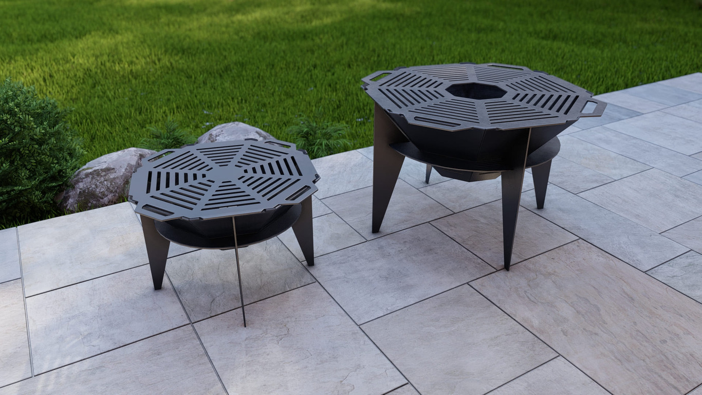 Sky Octagon Fire Pit Grill Two Sizes. DXF, SVG files for plasma, laser cutting. Outdoor Barbecue. Фото 6