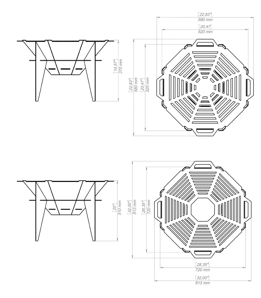 Sky Octagon Fire Pit Grill Two Sizes. DXF, SVG files for plasma, laser cutting. Outdoor Barbecue. Фото 15
