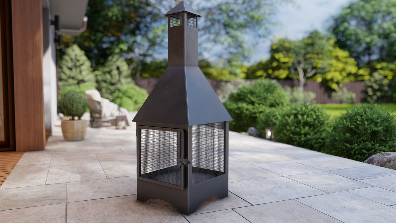 Square Vision Outdoor Fireplace with Spark Arrestor. DXF, SVG files for plasma, laser cutting. Chiminea Fire Pit. Фото 15