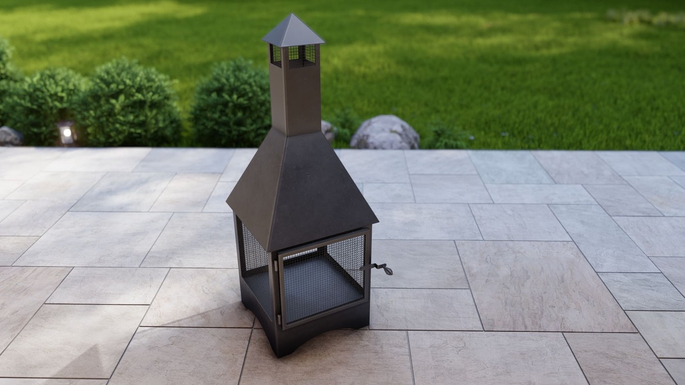 Square Vision Outdoor Fireplace with Spark Arrestor. DXF, SVG files for plasma, laser cutting. Chiminea Fire Pit. Фото 17