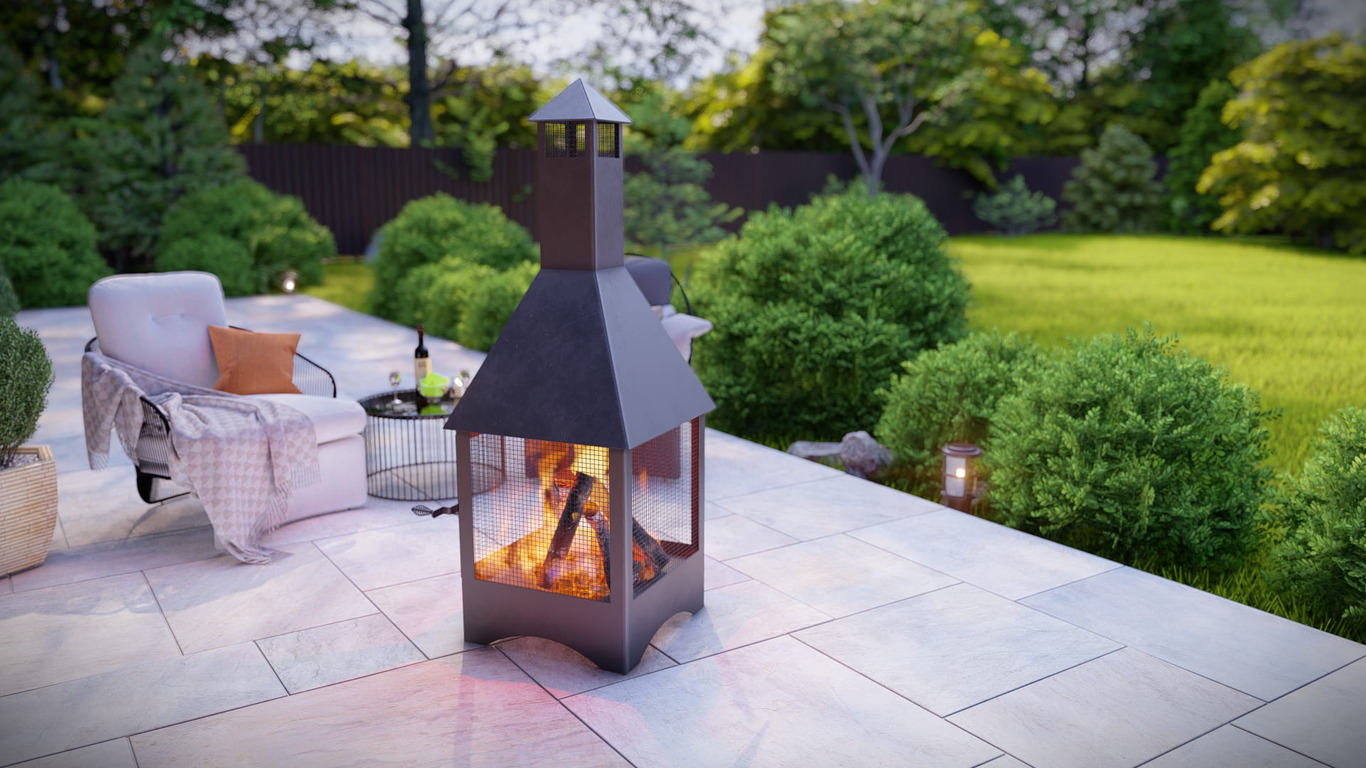 Square Vision Outdoor Fireplace with Spark Arrestor. DXF, SVG files for plasma, laser cutting. Chiminea Fire Pit. Фото 4