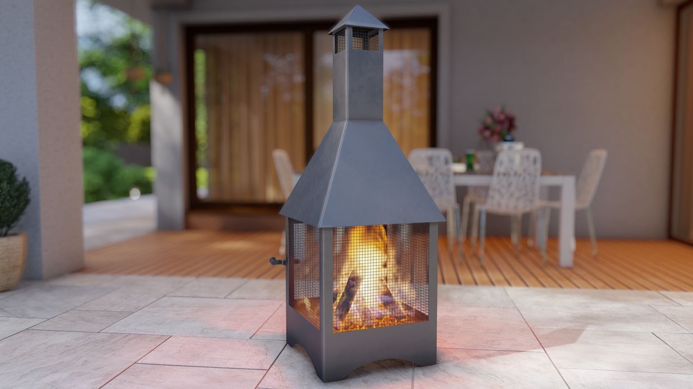 Square Vision Outdoor Fireplace with Spark Arrestor. DXF, SVG files for plasma, laser cutting. Chiminea Fire Pit. Фото 5