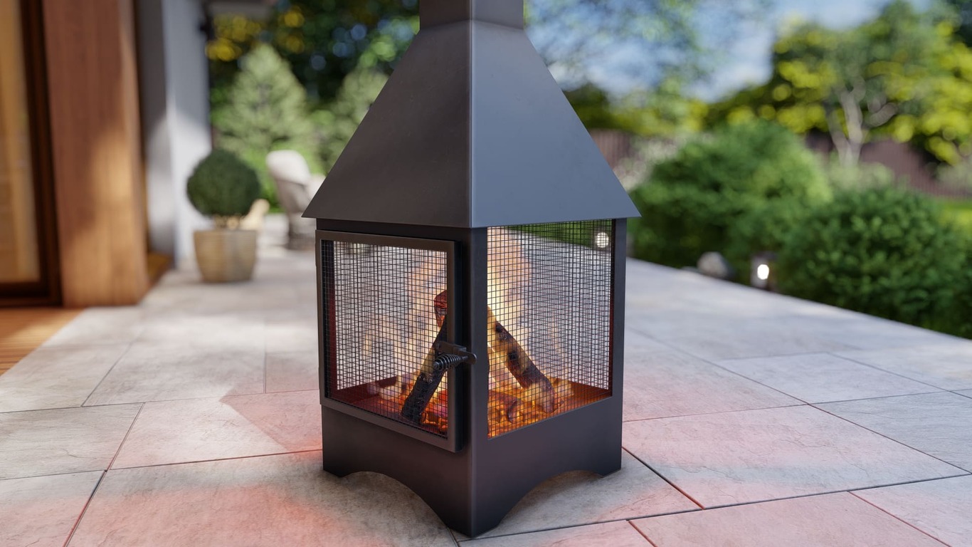Square Vision Outdoor Fireplace with Spark Arrestor. DXF, SVG files for plasma, laser cutting. Chiminea Fire Pit. Фото 7