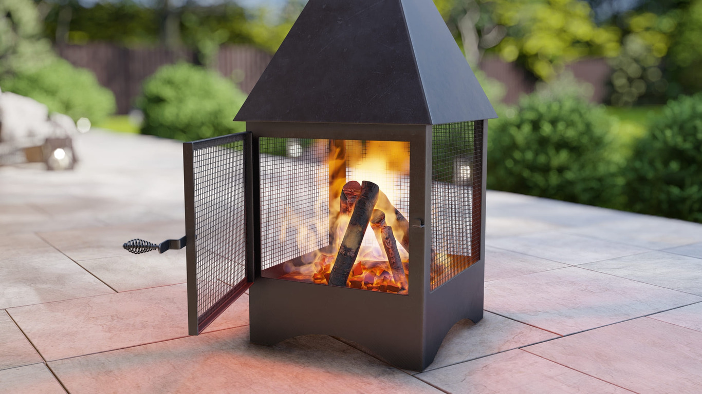 Square Vision Outdoor Fireplace with Spark Arrestor. DXF, SVG files for plasma, laser cutting. Chiminea Fire Pit. Фото 9