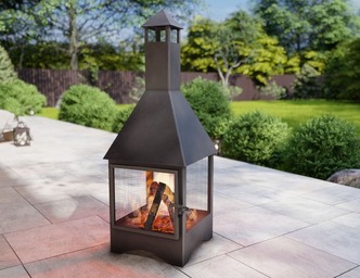 Square Vision Outdoor Fireplace with Spark Arrestor. DXF, SVG files for plasma, laser cutting. Chiminea Fire Pit