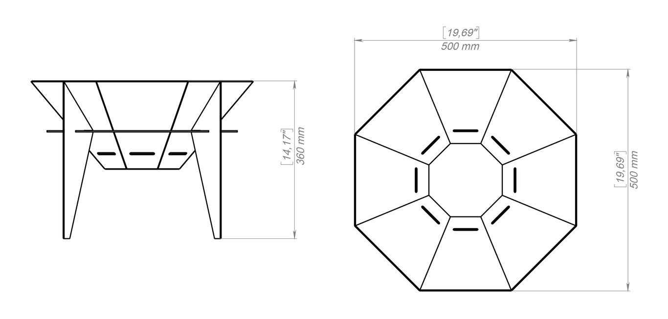 Braciere Ottagonale Cielo 500 mm. File DXF, SVG per taglio plasma, laser. Фото 14