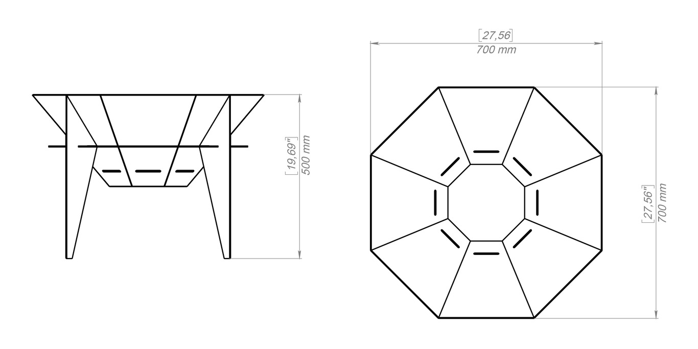 Braciere Ottagonale Cielo 700 mm. File DXF, SVG per taglio plasma, laser. Фото 15