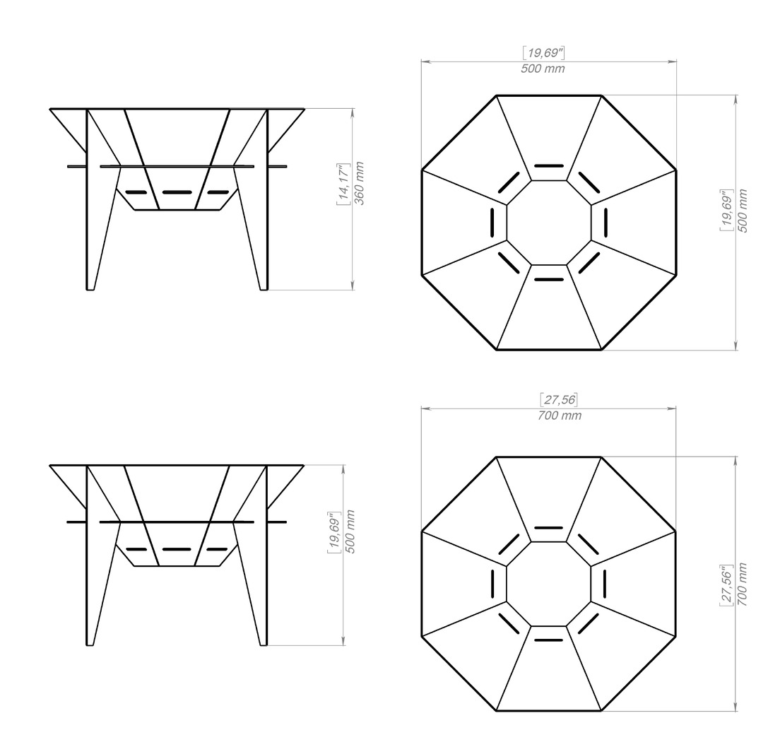Octagon Sky Fire Pit Two Sizes. DXF, SVG files for plasma, laser cutting. Фото 13