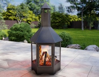 Șemineu de grădină hexagonal Viziune cu parascânteie. Fișiere DXF, SVG pentru tăiere cu plasmă și laser. Chiminea