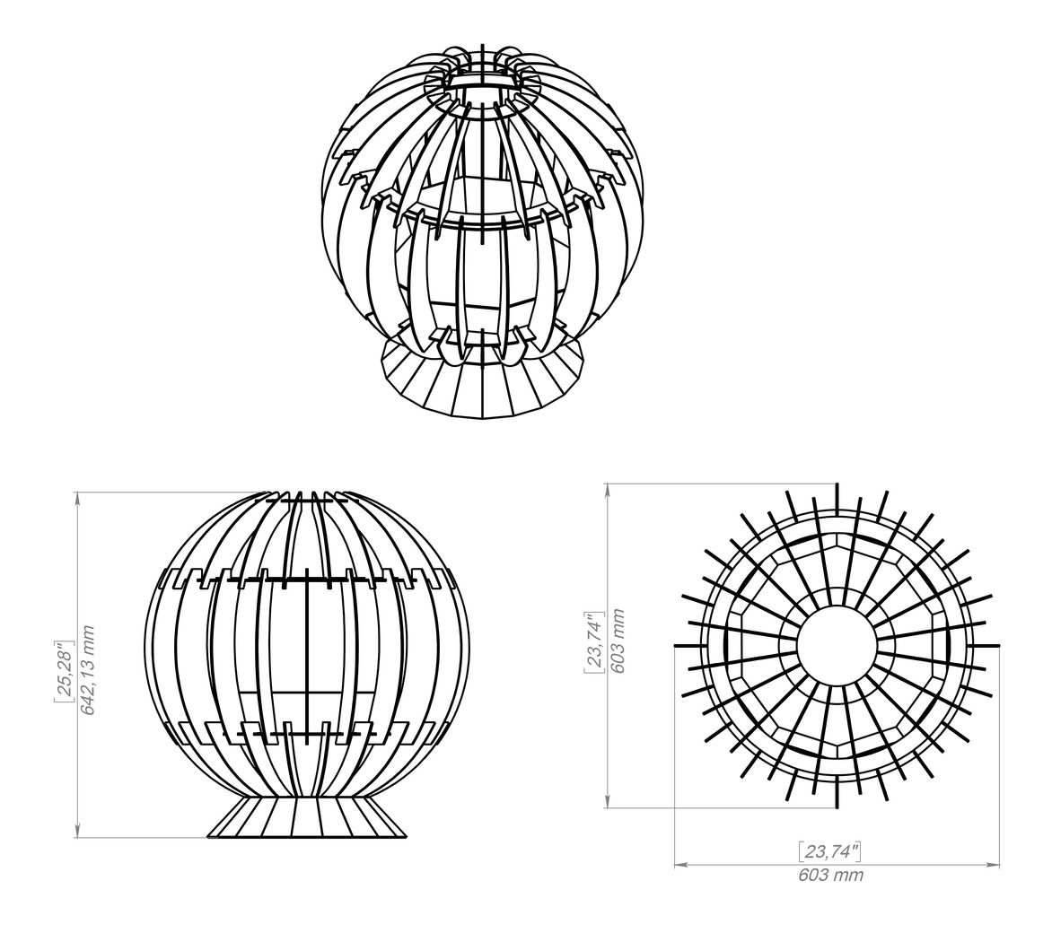 Braciere Fireball Dinamica. File DXF, SVG per taglio plasma, laser. Фото 17