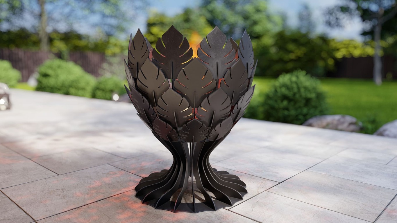 Goblet Leaves Fire Pit. DXF, SVG files for plasma, laser cutting. Фото 2