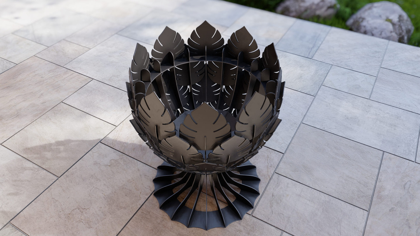 Goblet Leaves Fire Pit. DXF, SVG files for plasma, laser cutting. Фото 12