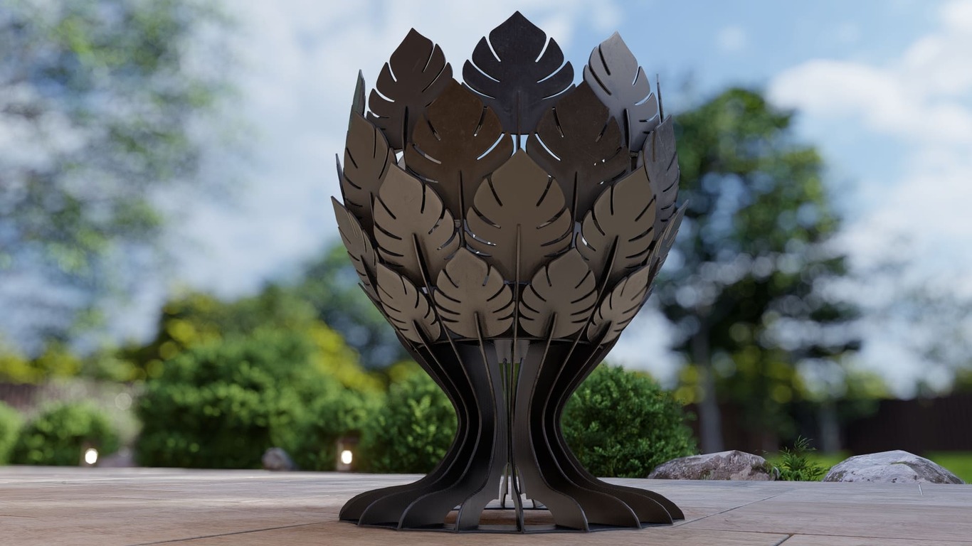 Goblet Leaves Fire Pit. DXF, SVG files for plasma, laser cutting. Фото 14