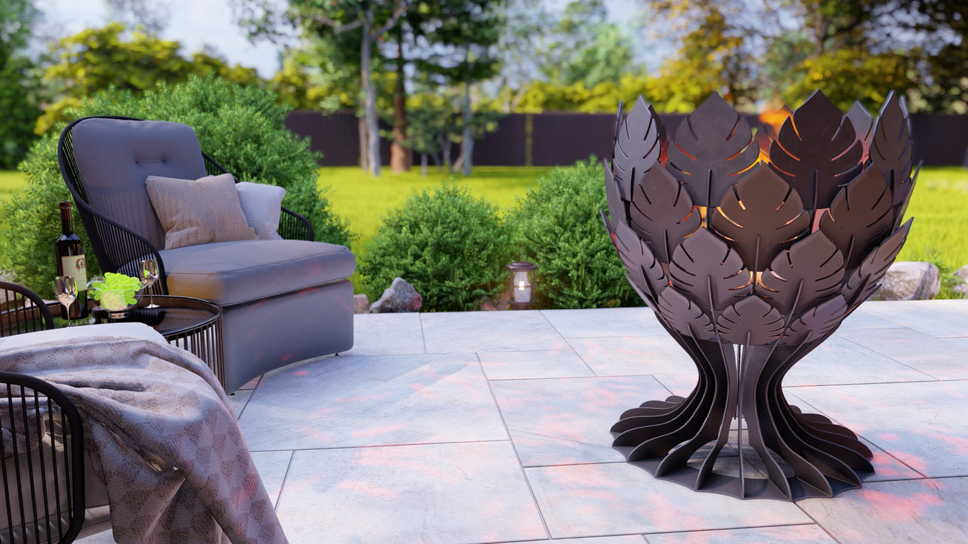 Goblet Leaves Fire Pit. DXF, SVG files for plasma, laser cutting. Фото 4