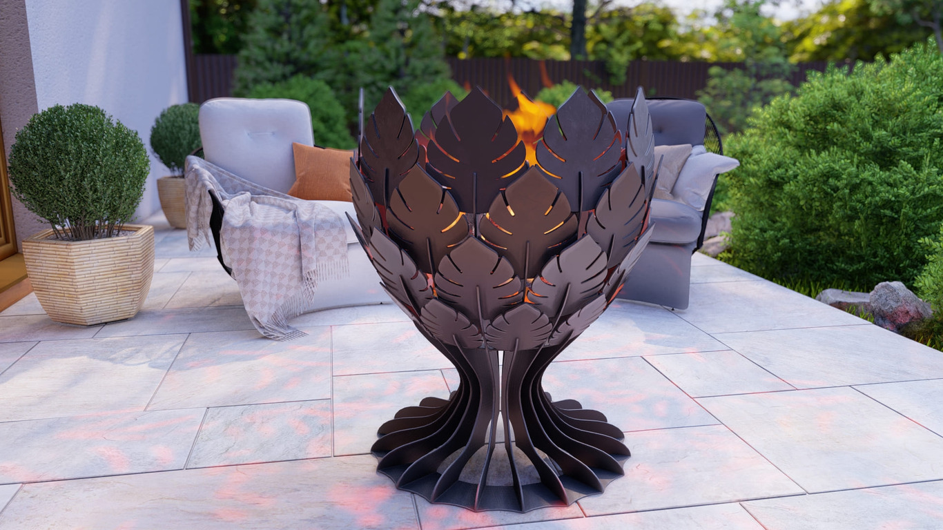Goblet Leaves Fire Pit. DXF, SVG files for plasma, laser cutting. Фото 3