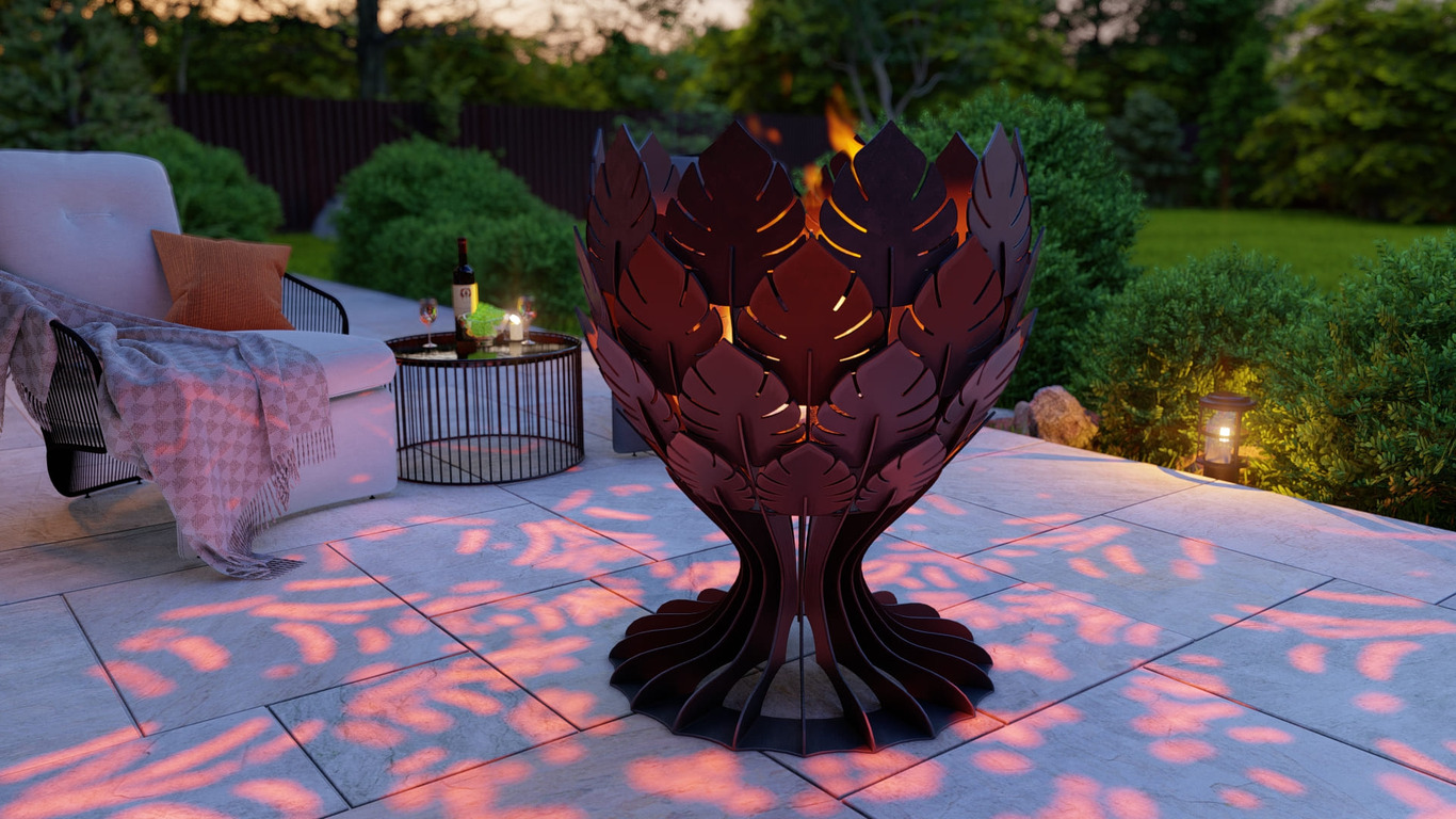 Goblet Leaves Fire Pit. DXF, SVG files for plasma, laser cutting. Фото 5