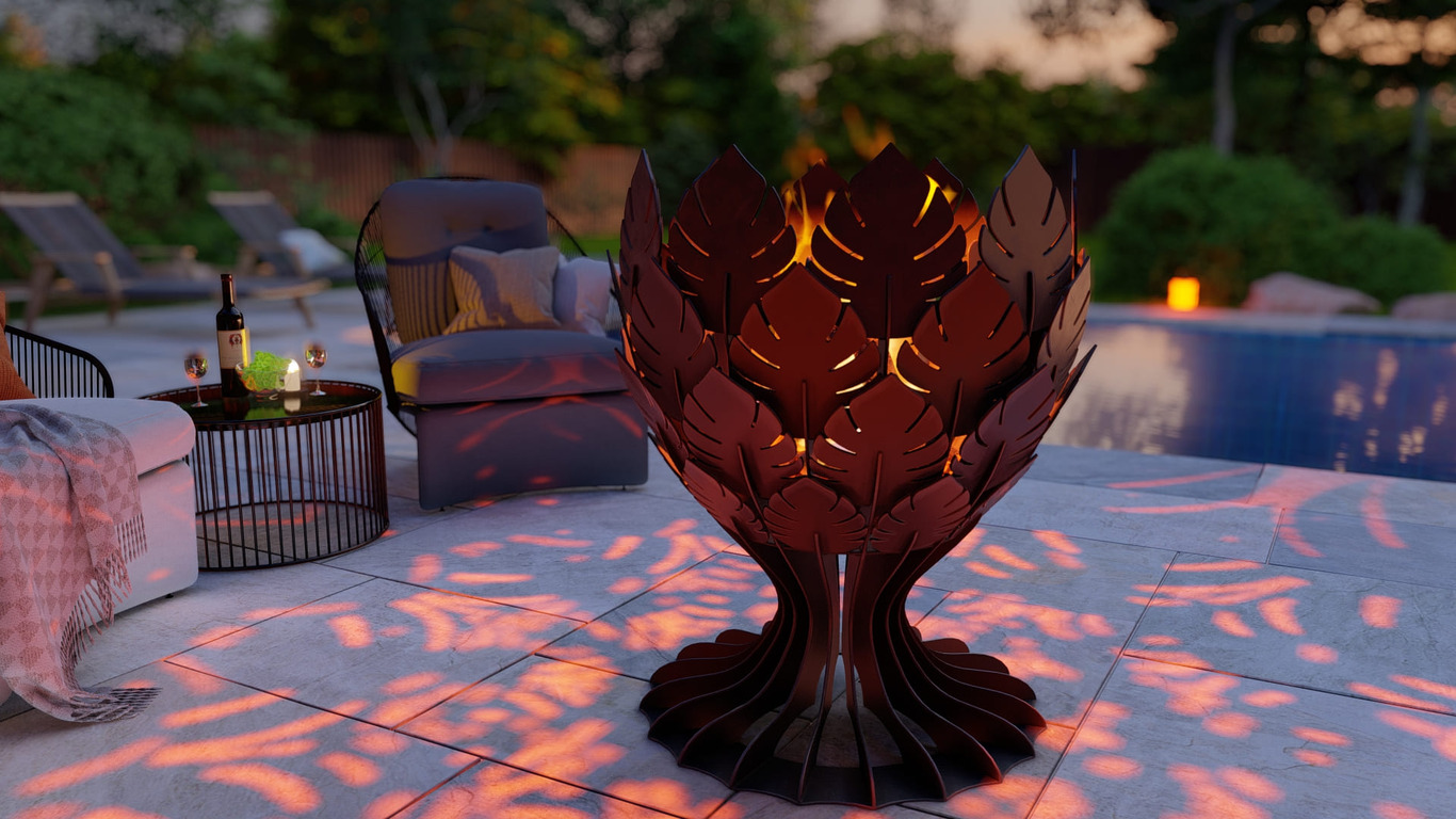 Goblet Leaves Fire Pit. DXF, SVG files for plasma, laser cutting. Фото 7