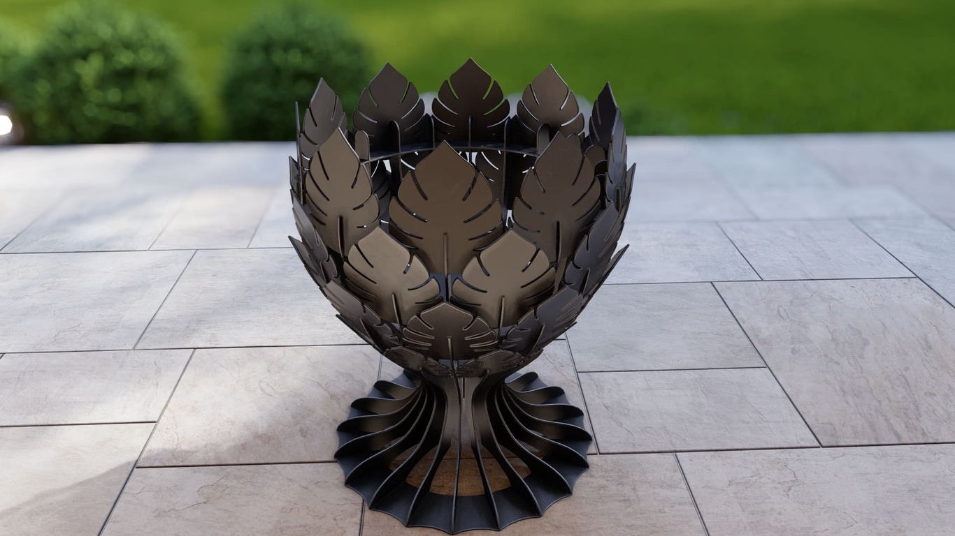 Goblet Leaves Fire Pit. DXF, SVG files for plasma, laser cutting. Фото 11