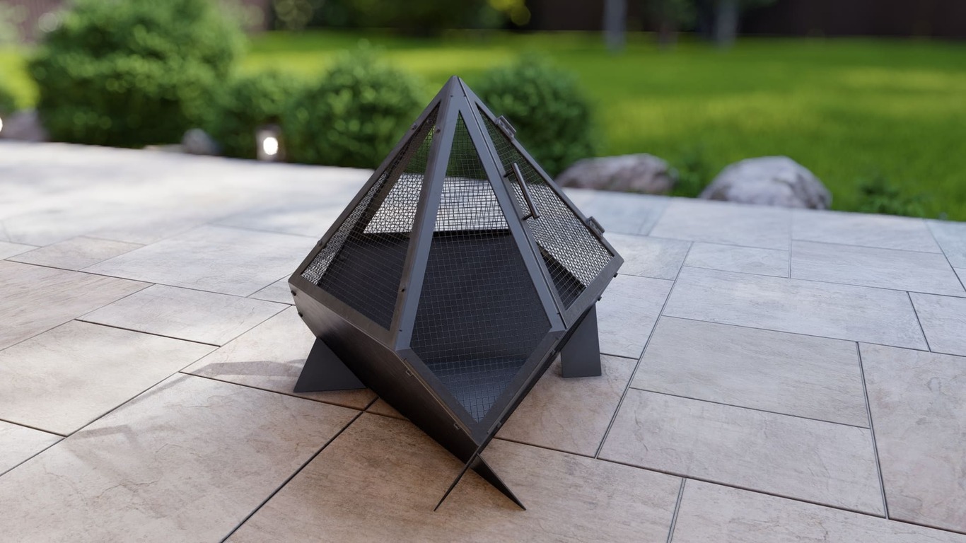 Triangle Fire Pit with Spark Arrestor. DXF, SVG files for laser, plasma cutting. Фото 15