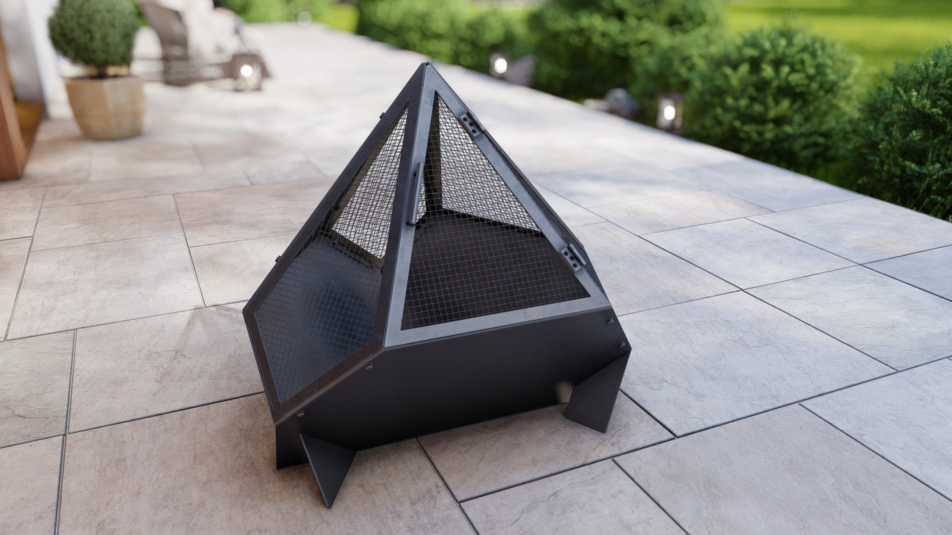 Triangle Fire Pit with Spark Arrestor. DXF, SVG files for laser, plasma cutting. Фото 17