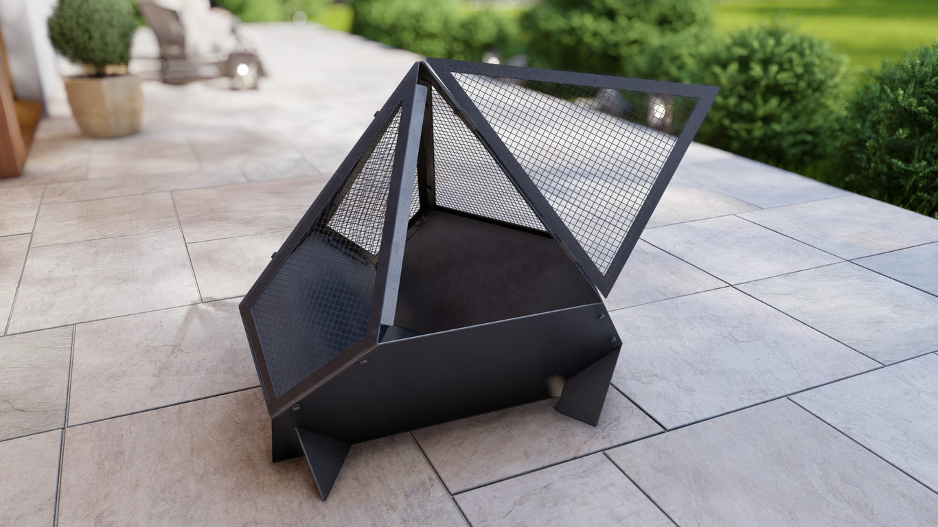 Triangle Fire Pit with Spark Arrestor. DXF, SVG files for laser, plasma cutting. Фото 16