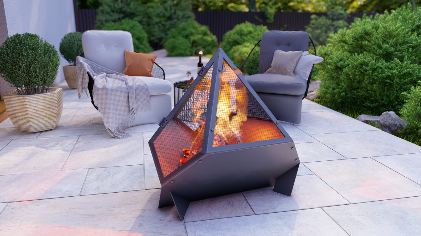 Triangle Fire Pit with Spark Arrestor. DXF, SVG files for laser, plasma cutting. Фото 4