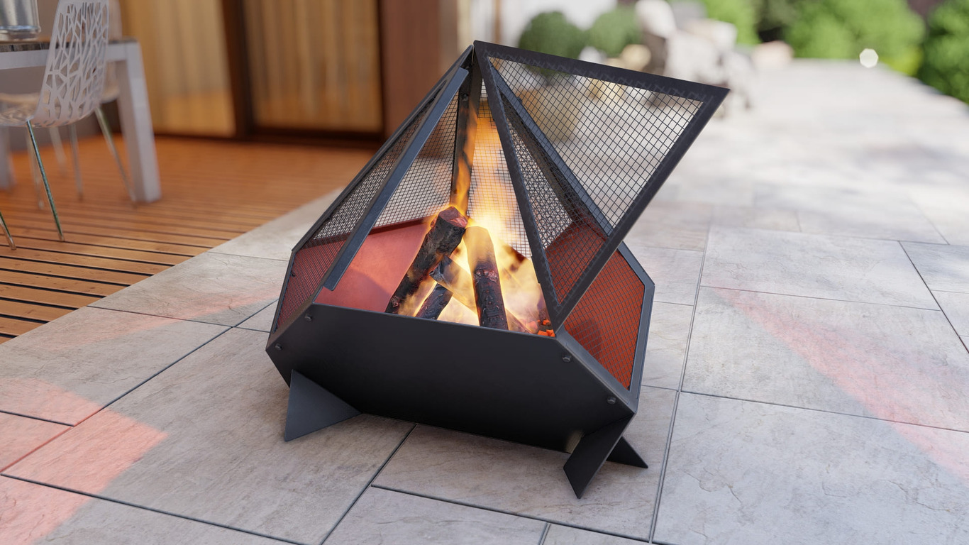 Triangle Fire Pit with Spark Arrestor. DXF, SVG files for laser, plasma cutting. Фото 9