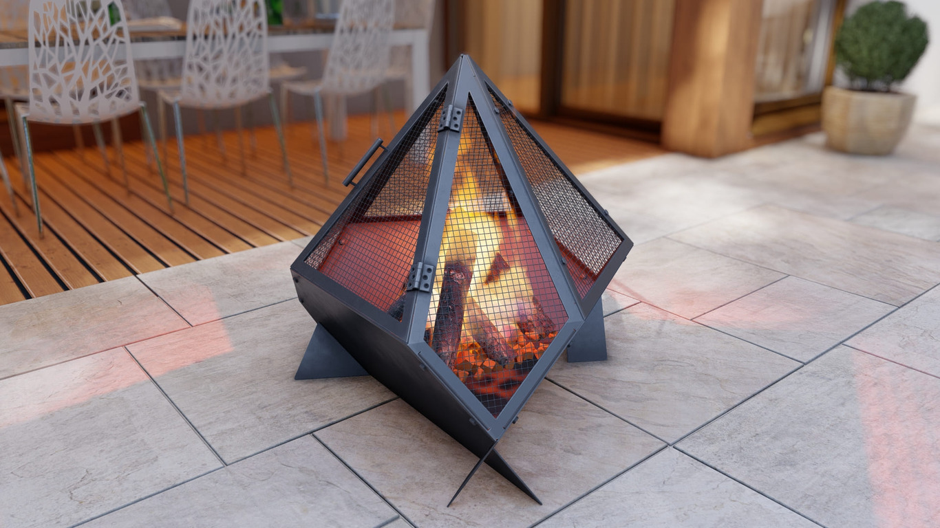 Triangle Fire Pit with Spark Arrestor. DXF, SVG files for laser, plasma cutting. Фото 10