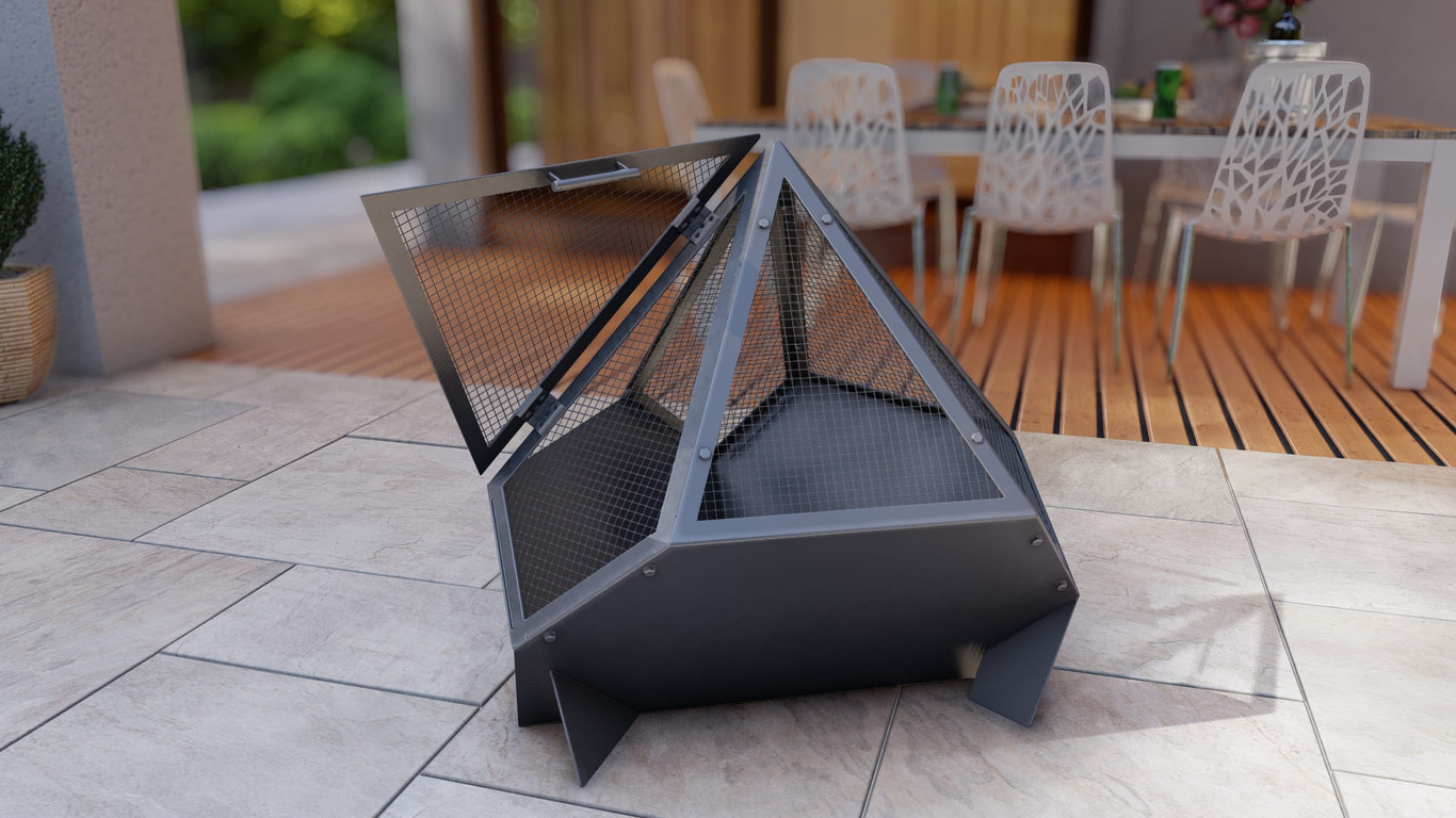 Triangle Fire Pit with Spark Arrestor. DXF, SVG files for laser, plasma cutting. Фото 12