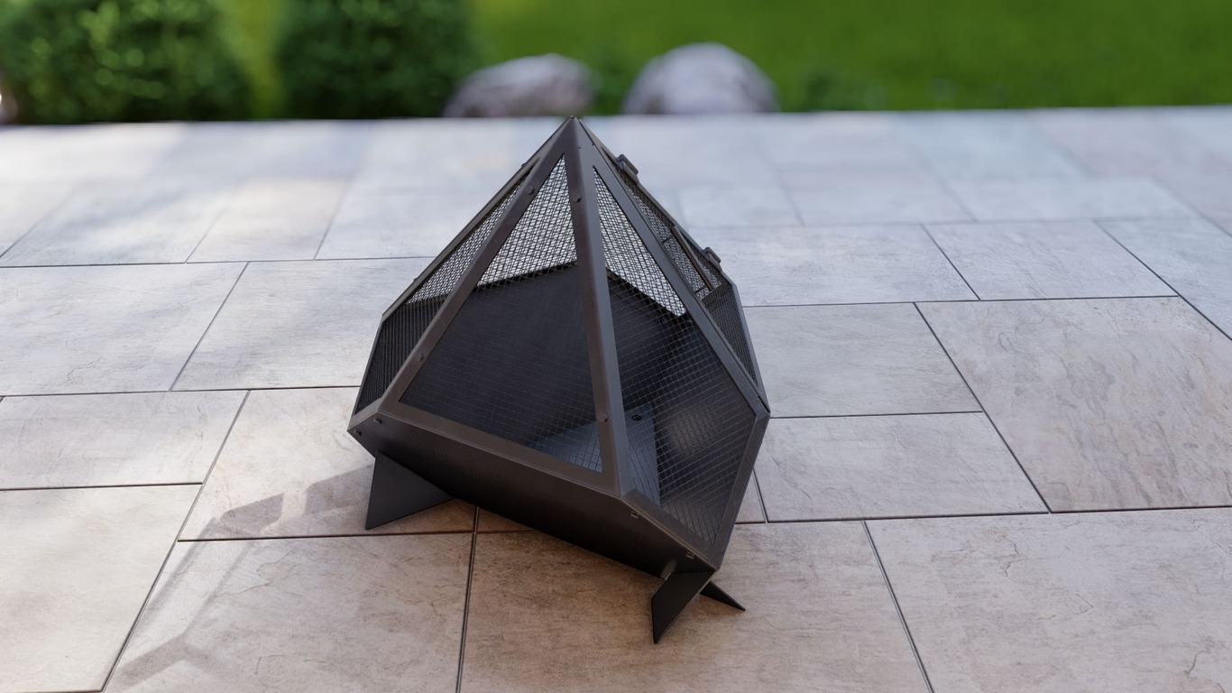 Triangle Fire Pit with Spark Arrestor. DXF, SVG files for laser, plasma cutting. Фото 13