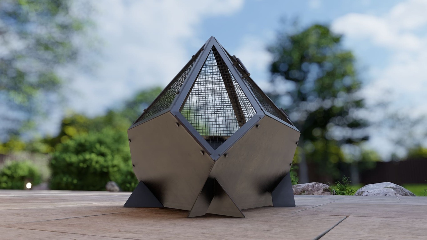 Triangle Fire Pit with Spark Arrestor. DXF, SVG files for laser, plasma cutting. Фото 14