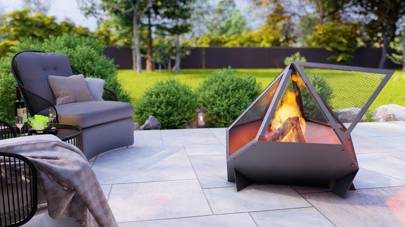 Triangle Fire Pit with Spark Arrestor. DXF, SVG files for laser, plasma cutting. Фото 5